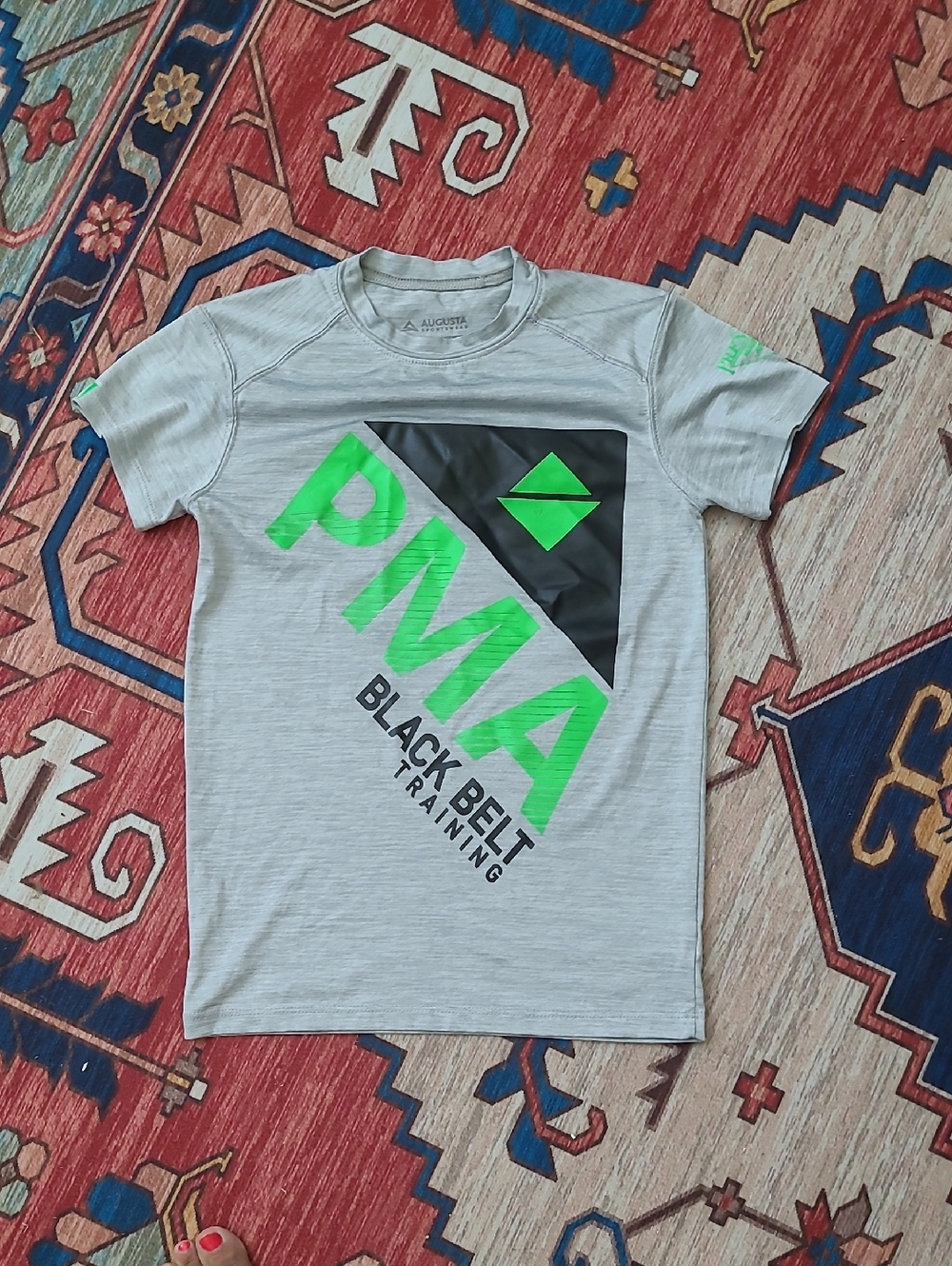 PMA Black Belt Training Gray Tee with Neon Green Logo